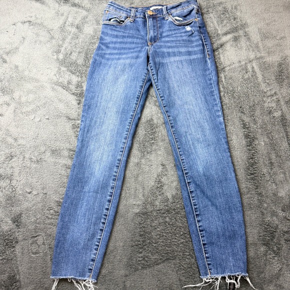 STS Blue Denim - STS Blue Distressed Frayed‎ Hem Ankle Skinny Jeans Denim Womens Size 26